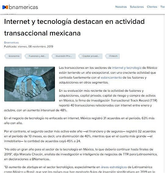 Internet y tecnologa destacan en actividad transaccional mexicana